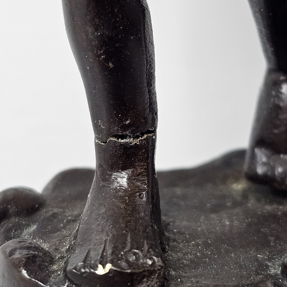 Bronze Cherub Angel Statue Playing Tambourine French Style Musical Vintage Art - Picture 4 of 14